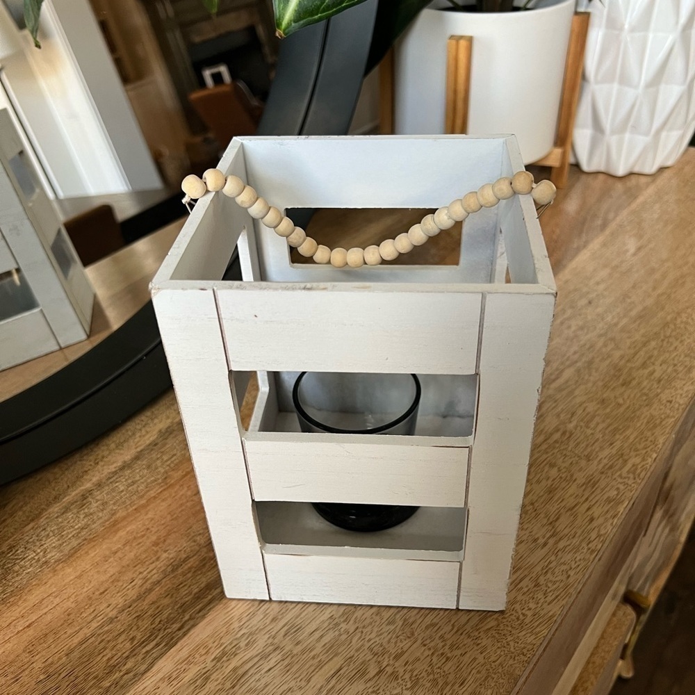 Farmhouse Boho Wooden Lantern Candle Votive